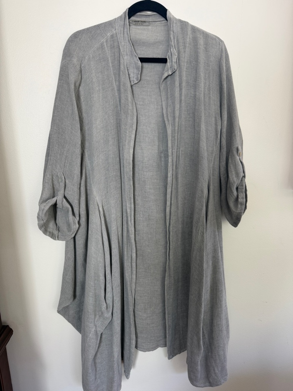 Lightweight Gray Open-Front Tunic Cardigan